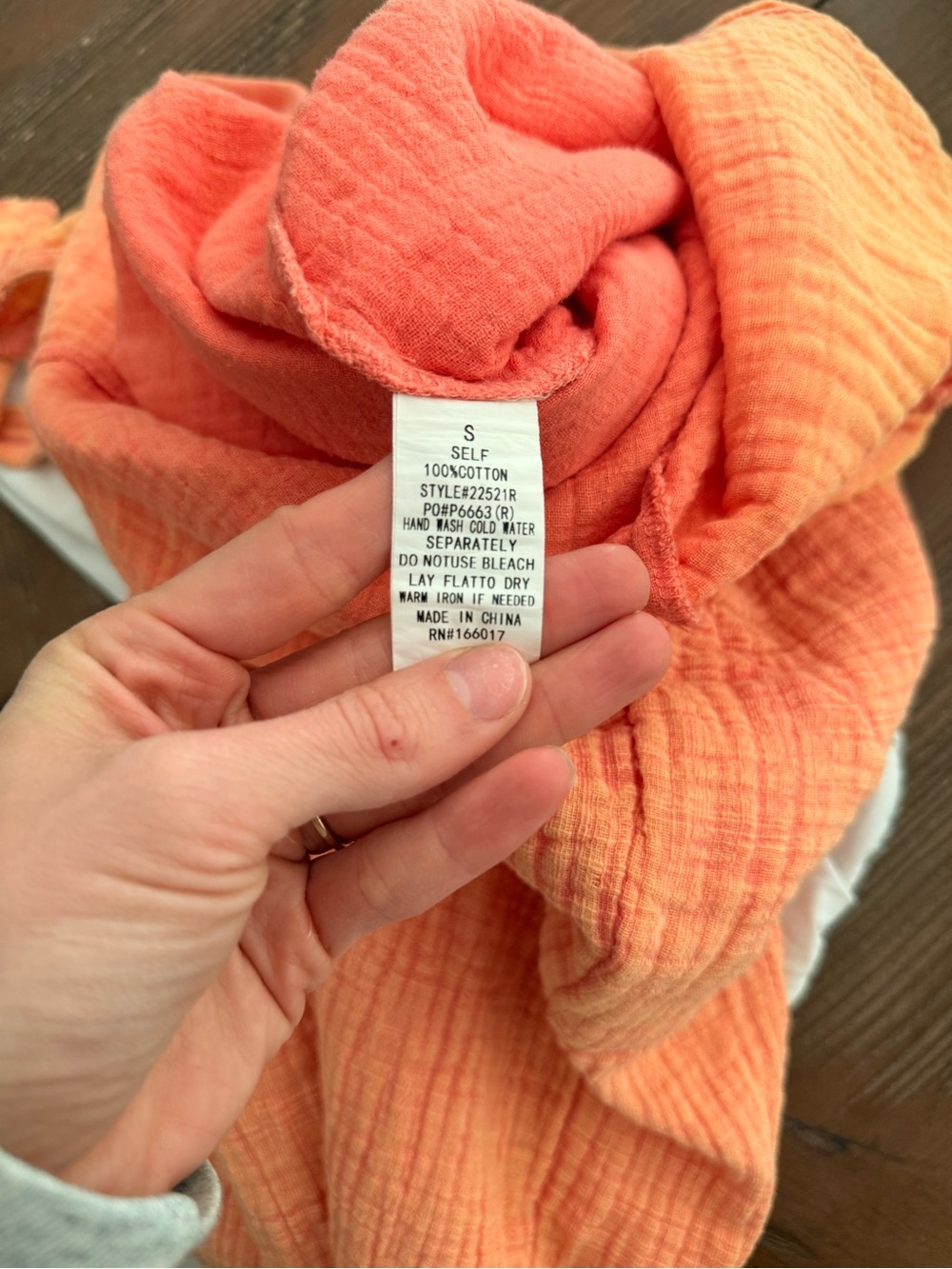 Women's Peach Button-Front Gauze Jumpsuit - Picture 4 of 4